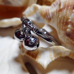 Sterling Silver Jingle Bell Dangle Charm Ring